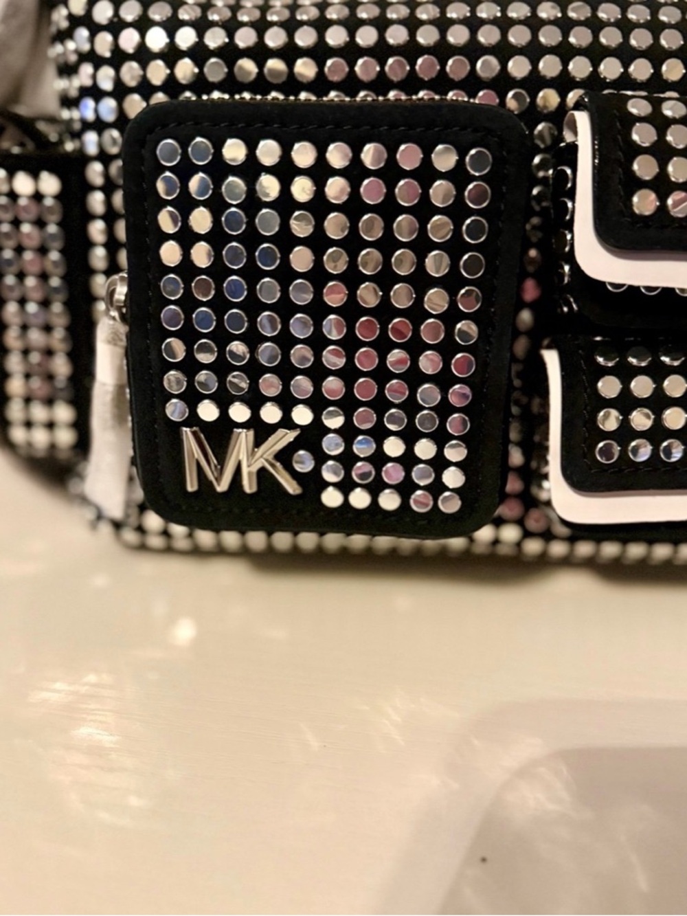 Michael Kors Black and Silver Studded Dakota Shoulder Bag - Picture 6 of 11